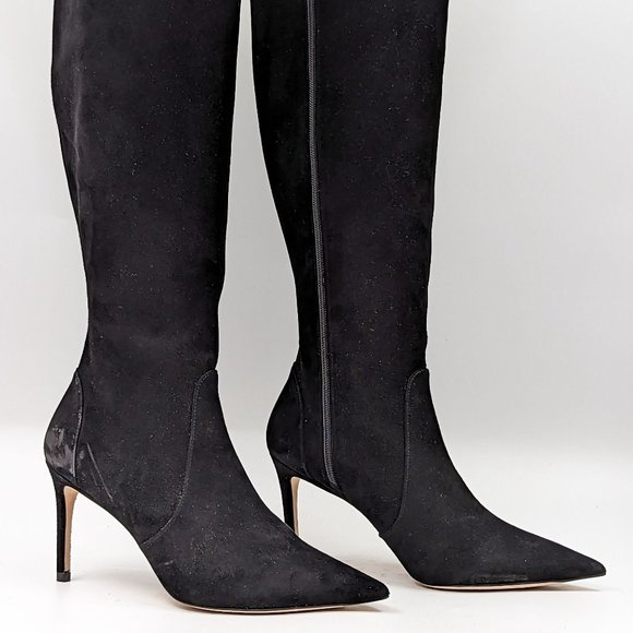 Stuart Weitzman Women 85 To the Knee Black Strech Suede Stiletto Boots Size 7.5 - Picture 9 of 13